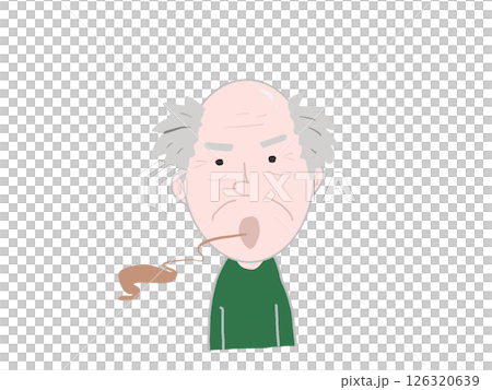 口臭のきついおじいさんの顔と上半身のイラスト 126320639