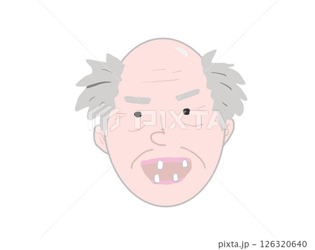 歯がまだらにしかない口の高齢男性の顏のイラスト 126320640