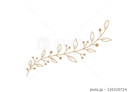 植物の手書き北欧風シンプルベクターイラスト 金 126320724