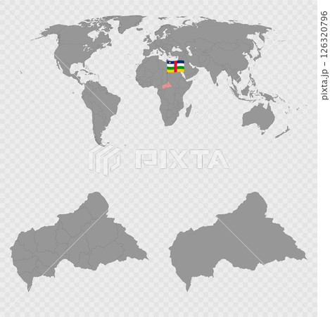 Central African Republic Map Set with World Location. 126320796