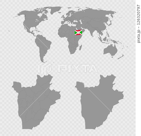 Burundi Map Set with World Location. 126320797