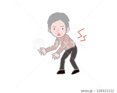 腰を痛めた高齢の男性のイラスト 126321112
