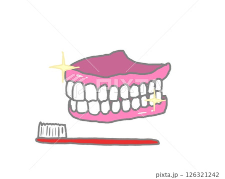 歯ブラシと入れ歯のイラスト 126321242
