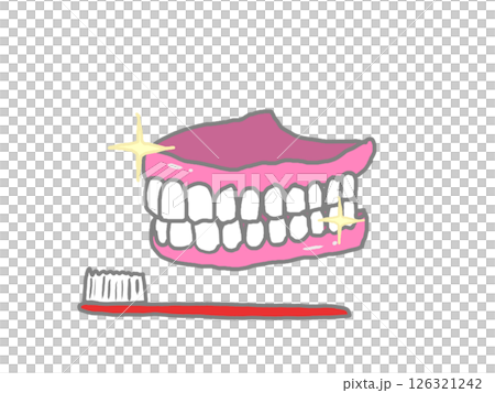 歯ブラシと入れ歯のイラスト 126321242