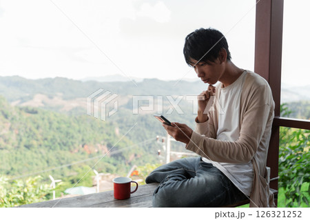 Future remote work combines technology nature smart phone enable e learning productivity while traveling blending comfort modern devices serenity computer equipment business connection natural world 126321252