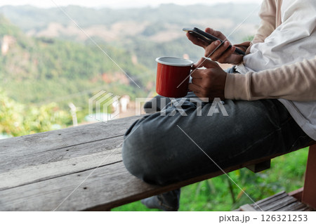 Future remote work combines technology nature smart phone enable e learning productivity while traveling blending comfort modern devices serenity computer equipment business connection natural world 126321253