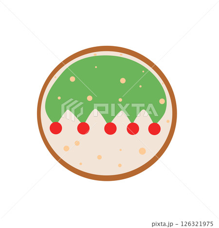 Christmas round gingerbread, hand-drawn, on a white background. 126321975