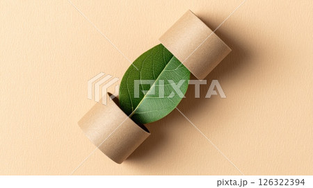 Eco-Friendly Concept Featuring Green Leaf in Sustainable Packaging 126322394