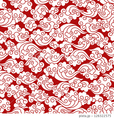 シンプルで和調の抽象的な雲形の総柄, シンプルで和調の抽象的な雲形の総柄, 126322575