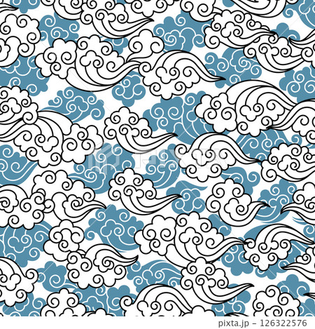 シンプルで和調の抽象的な雲形の総柄, シンプルで和調の抽象的な雲形の総柄, 126322576