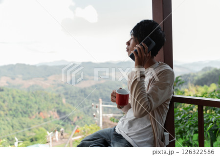 Future remote work combines technology nature smart phone enable e learning productivity while traveling blending comfort modern devices serenity computer equipment business connection natural world 126322586