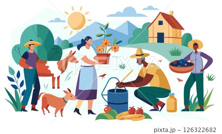 They care for livestock, providing food, water, and shelter. 126322682