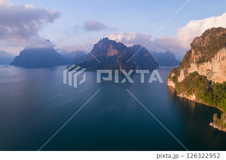 High angle view landscape nature view in sunset or sunrise sky background 126322952