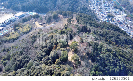美濃金山城　空撮　本丸と曲輪の様子 126323501