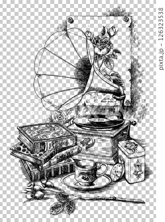 ペン画アンティーク蓄音機 ペン画アンティーク蓄音機 126323538