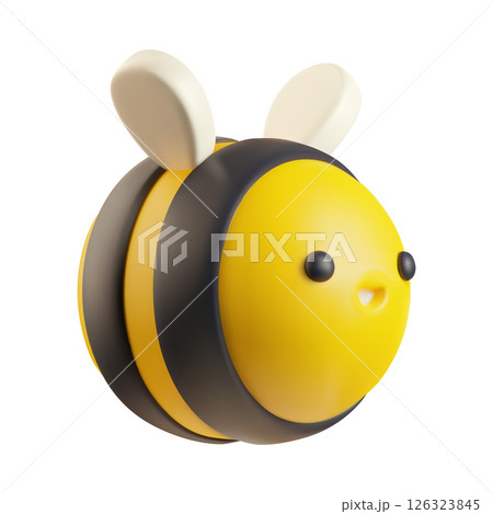3d vector illustration of cute round bee on isolated background. 3d vector illustration of cute round bee on isolated background. 126323845