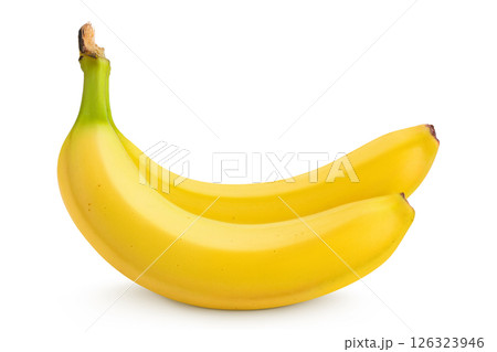 Two ripe yellow bananas isolated on white background Two ripe yellow bananas isolated on white background 126323946