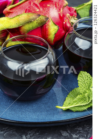 Pitaya juice with mint leaves. 126324421
