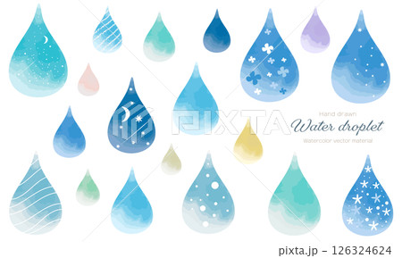 いろんな水滴のイラスト素材セット 126324624