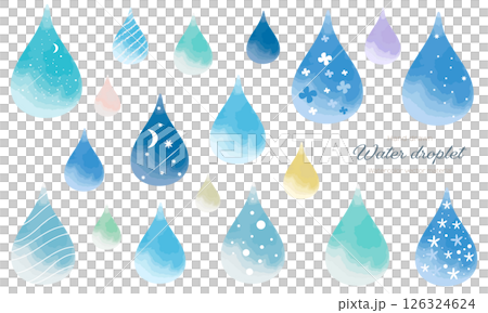 いろんな水滴のイラスト素材セット 126324624