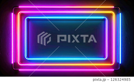 《AI画像》カラフルなネオンのフレーム素材 《AI画像》カラフルなネオンのフレーム素材 126324985