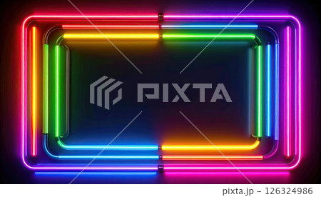 《AI画像》カラフルなネオンのフレーム素材 《AI画像》カラフルなネオンのフレーム素材 126324986