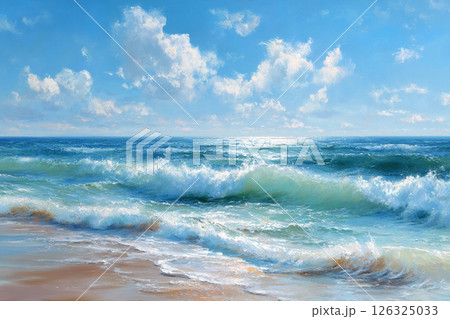 美しい海と空の絵　AI画像 126325033