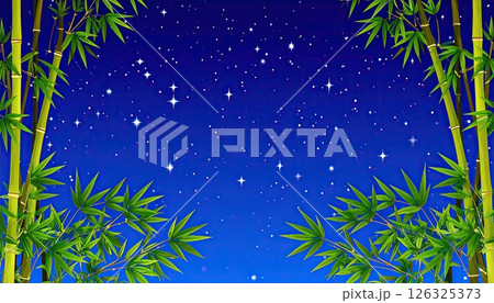 《AI画像》七夕イメージ 笹の葉と夜空 126325373