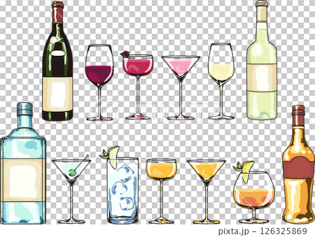 アルコール飲料のイラストセット アルコール飲料のイラストセット 126325869