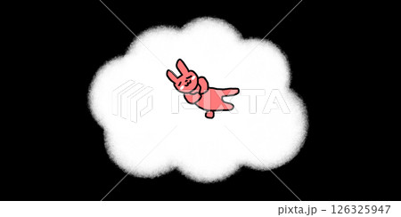 雲のベッドでスヤスヤ寝るピンクのうさぎのイラスト素材 雲のベッドでスヤスヤ寝るピンクのうさぎのイラスト素材 126325947