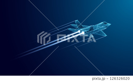 Fighter jet with speed light line. Supersonic digital jet fighter. Fighter jet with speed light line. Supersonic digital jet fighter. 126326020