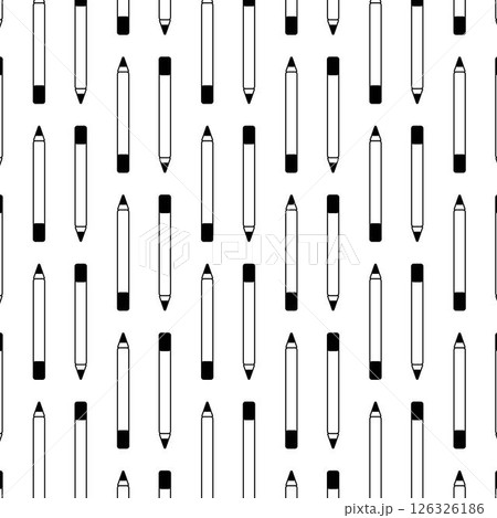 Eye pen Seamless pattern. Vector graphic line illustration. Black and white cosmetic makeup art. concept for your web site mobile app logo UI design. 126326186