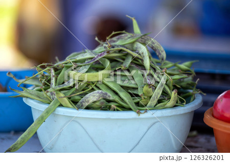 Freshly Harvested Green Beans in a White Bowl at a Local Market During Daytime 126326201