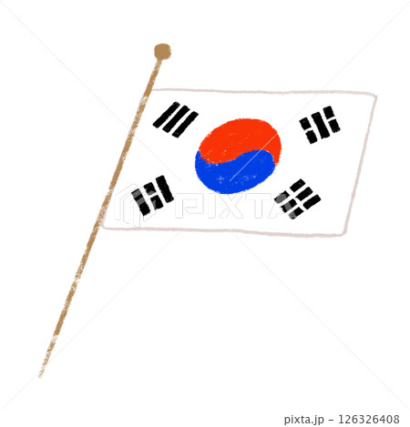 韓国の国旗　斜め　クレヨンタッチ 126326408