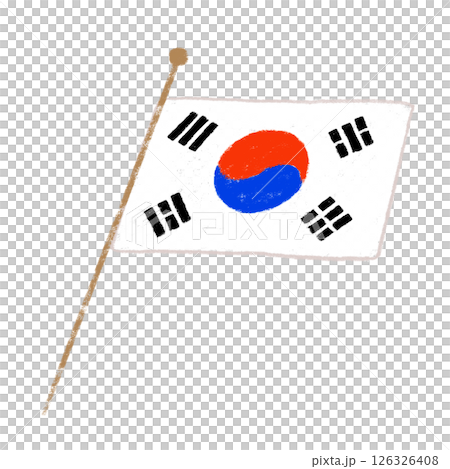 韓国の国旗　斜め　クレヨンタッチ 126326408