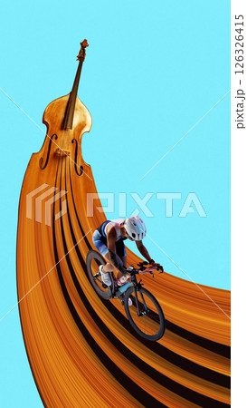 Cyclist Downhill on Cello 126326415