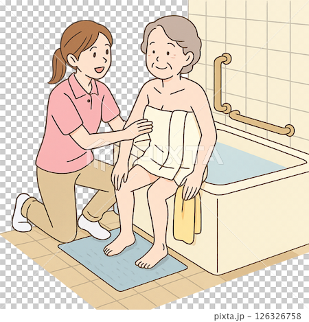 協助患者沐浴後安全移動 126326758