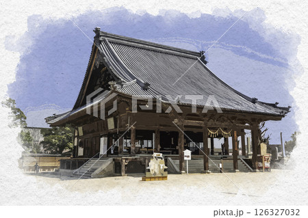 水彩画風　西大寺観音院　本堂　岡山県岡山市 126327032