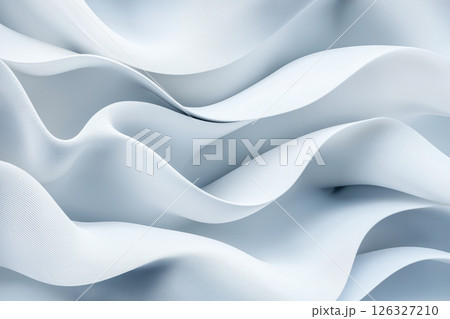 Abstract Flowing White Fabric with Soft Wrinkles and Creases 126327210