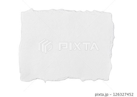 A torn piece of white paper isolated on a white background. Perfect for eco-friendly designs and art projects 126327452