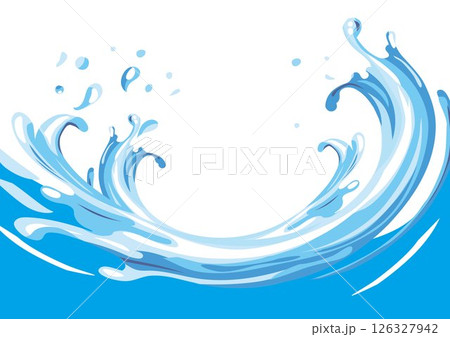 海 水のウェイブイラスト背景 126327942