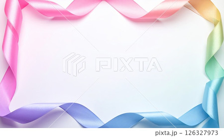 《AI画像》カラフルなリボンのフレーム素材 《AI画像》カラフルなリボンのフレーム素材 126327973