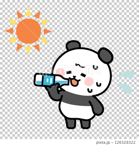 熊貓喝水防中暑的圖示 126328322