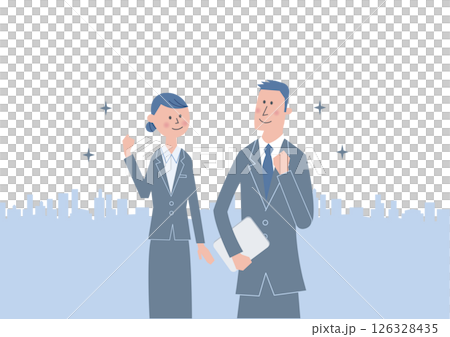 穿西裝的男人和女人勇敢地微笑著擺姿勢 126328435