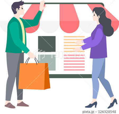 Courier Delivering Online Shopping Order to Customer 126328548