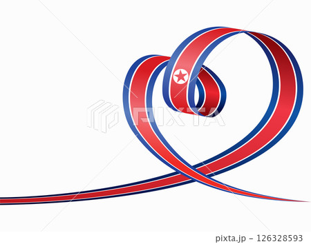 North Korean flag heart shaped ribbon. Vector illustration. 126328593