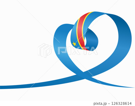 Congolese flag heart shaped ribbon. Vector illustration. 126328614