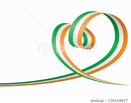 Irish flag heart shaped ribbon. Vector illustration. 126328657