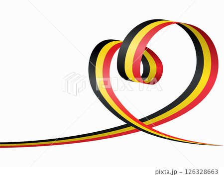 Belgian flag heart shaped ribbon. Vector illustration. 126328663