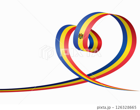 Moldovan flag heart shaped ribbon. Vector illustration. Moldovan flag heart shaped ribbon. Vector illustration. 126328665